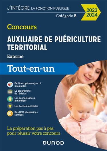 Concours auxiliaire de puériculture territorial : externe, catégorie B, tout-en-un : 2023-2024