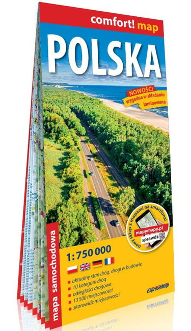 Couverture de Pologne (POL) 1/750000: carte laminée grand format