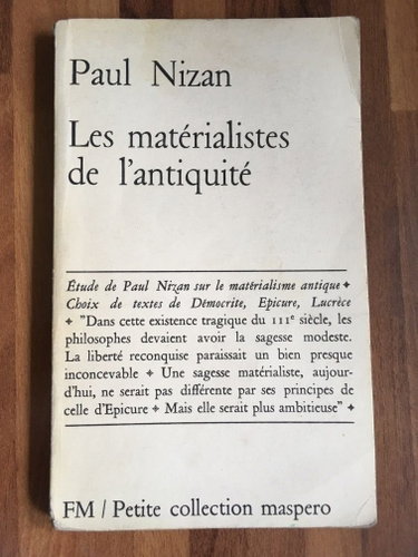 Couverture de Paul Nizan. Les Matérialistes de l'Antiquité
