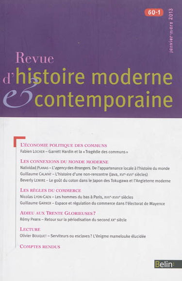 Revue d'histoire moderne et contemporaine, n° 60-1