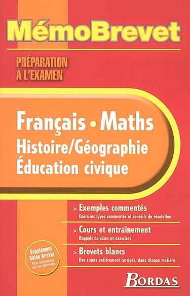 Français, maths, histoire-géographie, éducation civique