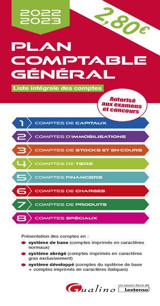 Plan comptable général 2022-2023 : liste intégrale des comptes