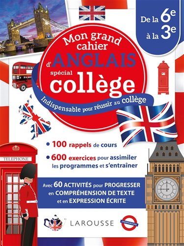 Couverture de Mon grand cahier d'anglais spécial collège : de la 6e à la 3e