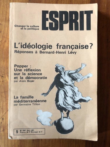 Couverture de Revue esprit/ mai 1981/ l'idéologie française ? reponses a bernard henry levy