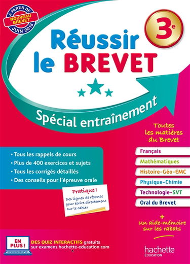 Réussir le brevet 3e : spécial entraînement : nouveau brevet, à partir de juin 2018