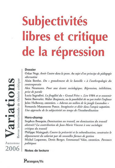 Variations, n° 2 (2006). Subjectivités libres et critique de la répression