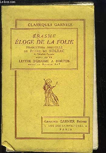 Couverture de Eloge de la folie, suivi de la lettre d'erasme a dorpius