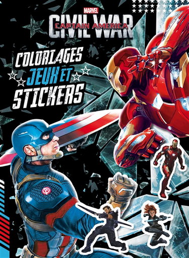 Couverture de Captain America, civil war : coloriages, jeux et stickers
