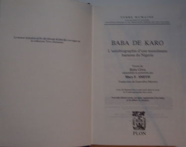 Baba de Karo : l'autobiographie d'une musulmane haoussa du Nigéria