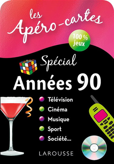 Couverture de Les apéros-cartes spécial années 90 : télévision, cinéma, musique, sport, société... par Aurore Meyer