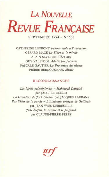 Nouvelle revue française, n° 500