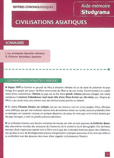 Civilisations asiatiques