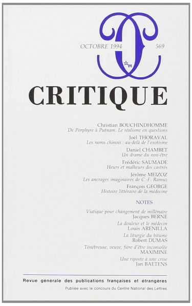 Revue Critique, numéro 569