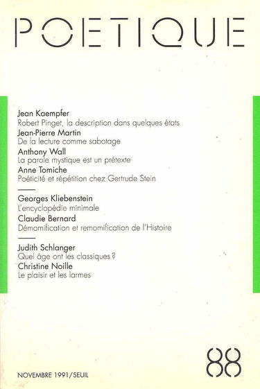 Poétique, numéro 88