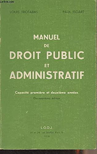 Manuel de droit public et administratif