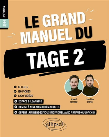 Couverture de Le grand manuel du Tage 2 : 2024, nouveau programme officiel : 10 tests, 120 fiches, 1.200 vidéos