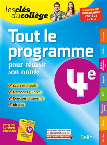 Tout le programme pour réussir son année, 4e : nouveaux programmes collège, cycle 4