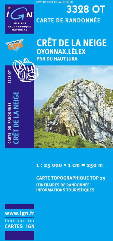 Couverture de Cret de la Neige/Oyonnax/Lelex/PNR du Haut Jura GPS: IGN.3328OT