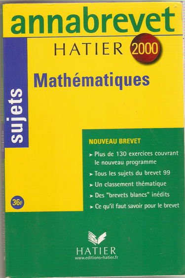 Annabrevet sujets 2000 - mathématiques
