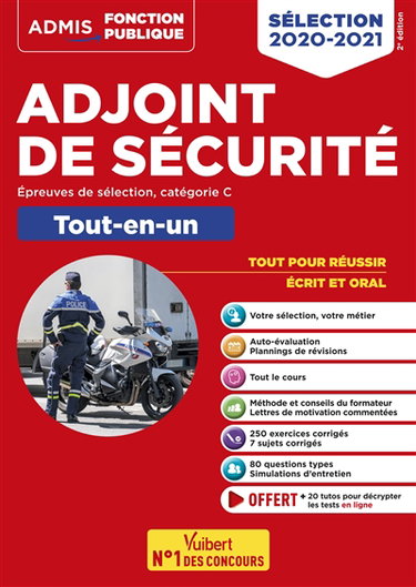 Adjoint de sécurité : épreuves de sélection, catégorie C, tout-en-un : sélection 2020-2021