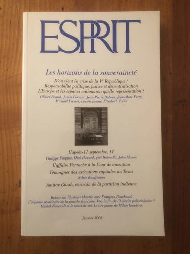 Revue Esprit les horizons de la souverainetè janvier 2002