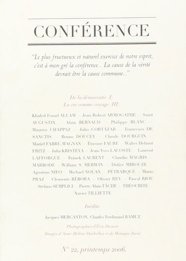 Conference N°22: La Vie Comme Voyage III