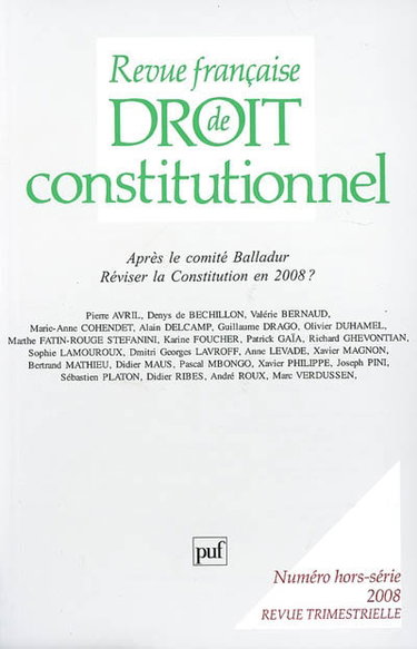 Couverture de Revue française de droit constitutionnel, hors-série. Réviser la Constitution en 2008 ? : après le comité Balladur par Collectif