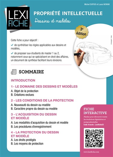 Couverture de Propriété intellectuelle : dessins et modèles