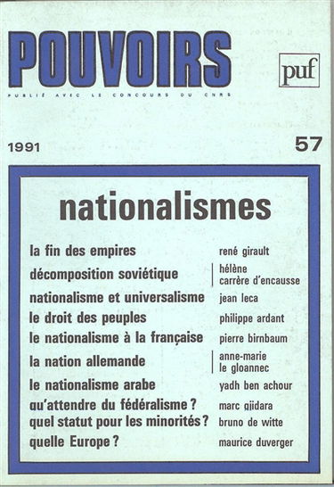 Pouvoirs, n° 57. Nationalismes