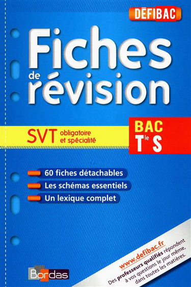 SVT obligatoire et de spécialité, bac terminale S : fiches de révision