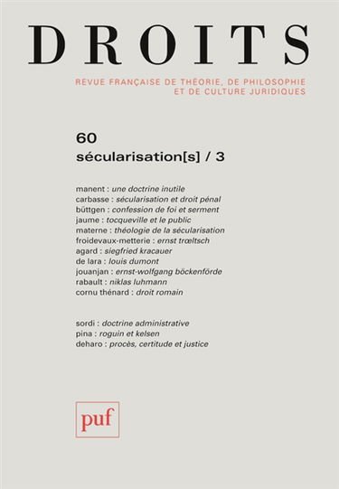 Droits, n° 60. Sécularisation(s) (3)