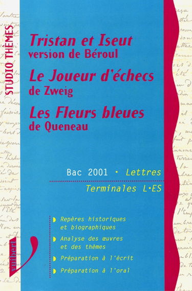 Tristan et Iseut, version de Béroul. Le joueur d'échecs de Zweig. Les fleurs bleues de Queneau : Bac 2001 lettres : terminales L, ES
