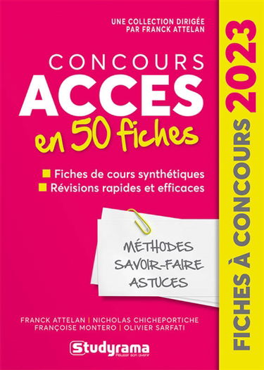 Concours Accès en 50 fiches : fiches de cours synthétiques, révisions rapides et efficaces : 2023