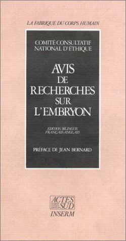 Avis de recherches sur l'embryon