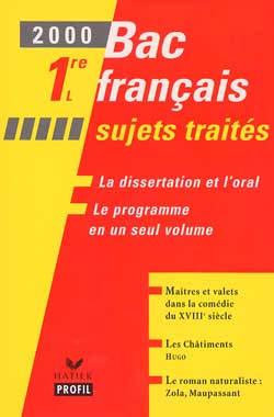 Bac français, 1re L : sujets traités : maîtres et valets dans la comédie du XVIIIe siècle ; la poésie au XIXe et au XXe siècle ; le roman naturaliste, Maupassant, Zola