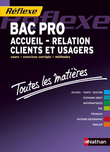 Bac pro accueil relation clients et usagers : cours, exercices corrigés, méthodes