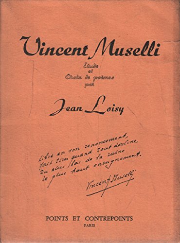 Couverture de Vincent muselli / etude et choix de poemes par Jean Loisy