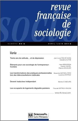 Revue française de sociologie, n° 54-2
