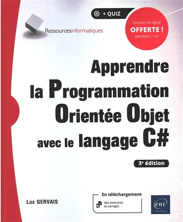 Couverture de Apprendre la programmation orientée objet avec le langage C#