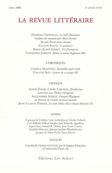 Revue littéraire (La), n° 25