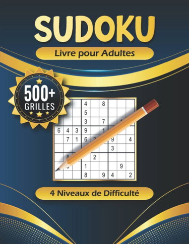 Couverture de Sudoku Facile Moyen Difficile et Expert - Plus de 500 Grilles avec Solutions: sudoku pour adultes. Livre de jeux amusants pour stimuler son cerveau et sa mémoire.