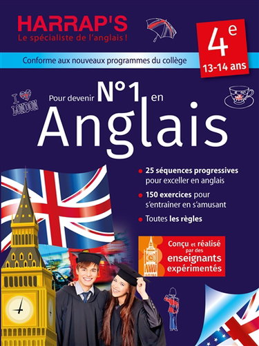 Couverture de Pour devenir n° 1 en anglais 4e, 13-14 ans : conforme aux nouveaux programmes du collège