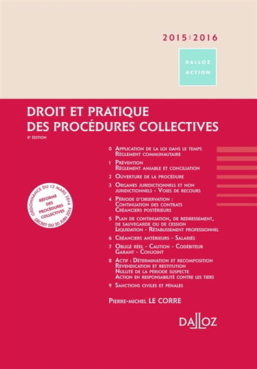 Droit et pratique des procédures collectives 2015-2016