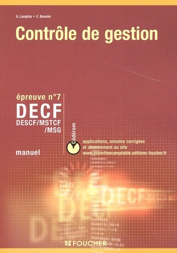Decf Epreuve N° 7 Controle De Gestion. Avec Cd-Rom