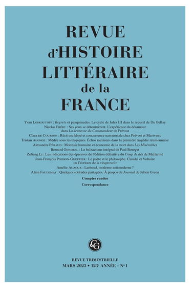 Revue d'histoire littéraire de la France, n° 1 (2023)