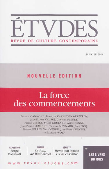 Etudes, n° 4201. La force des commencements