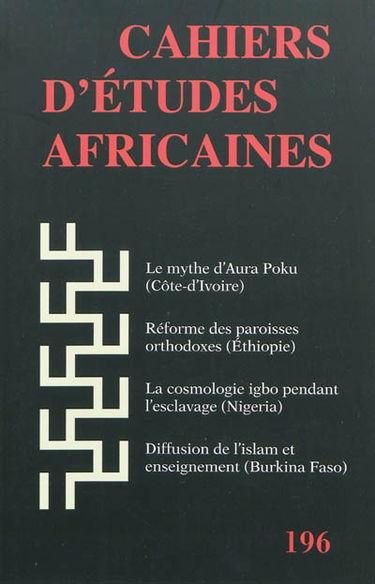 Cahiers d'études africaines, n° 196