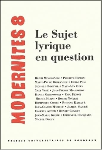 Couverture de Le Sujet Lyrique En Question
