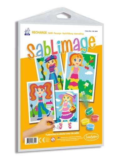 Couverture de SentoSphère - RECHARGE SABLIMAGE - PETITES FILLES - 884R - Kit Loisir Créatif - 4 planches à colorier avec du sable - A partir de 4 ans - Fabriqué en France, Taille unique