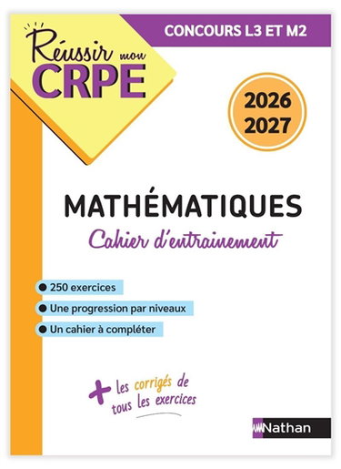 Couverture de Mathématiques : cahier d'entraînement : concours L3 et M2, 2026-2027